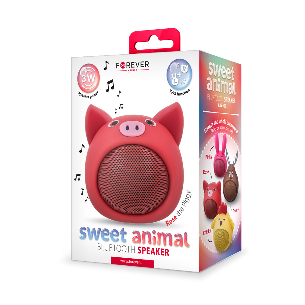 Forever Bluetooth speaker Sweet Animal Pig Rose red ABS-100