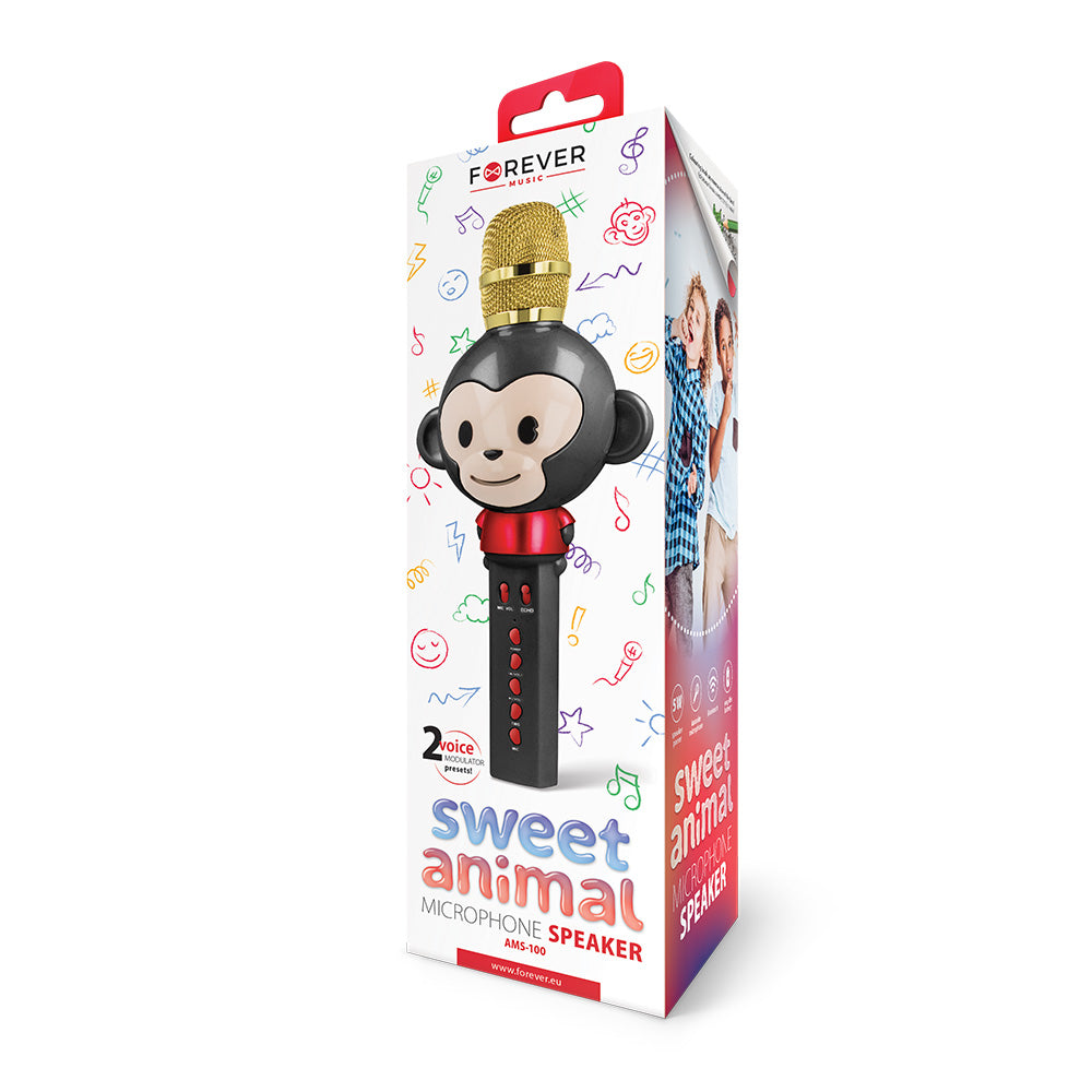 Forever microphone with Bluetooth speaker Animal black AMS-100