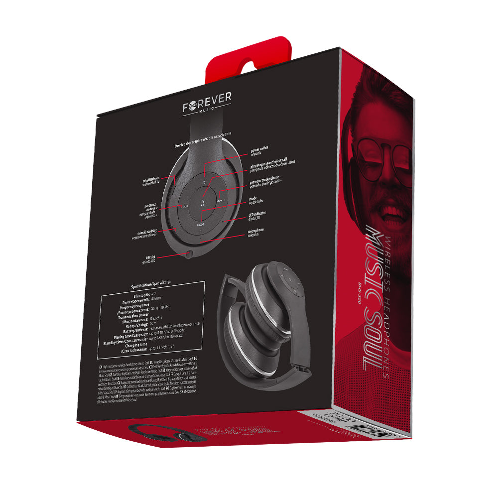 Forever Bluetooth headphones Music Soul BHS-300 black