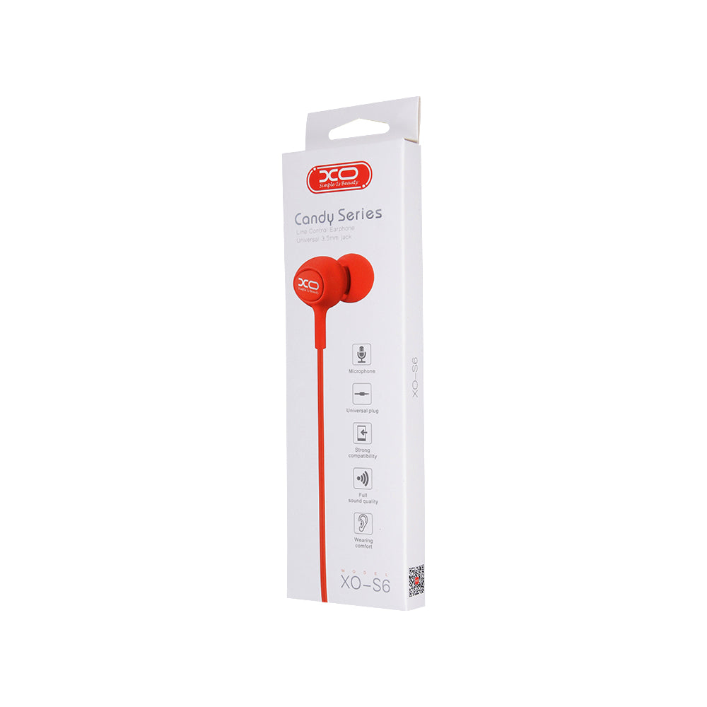 Écouteurs XO S6 — Jack 3,5mm rouge avec micro