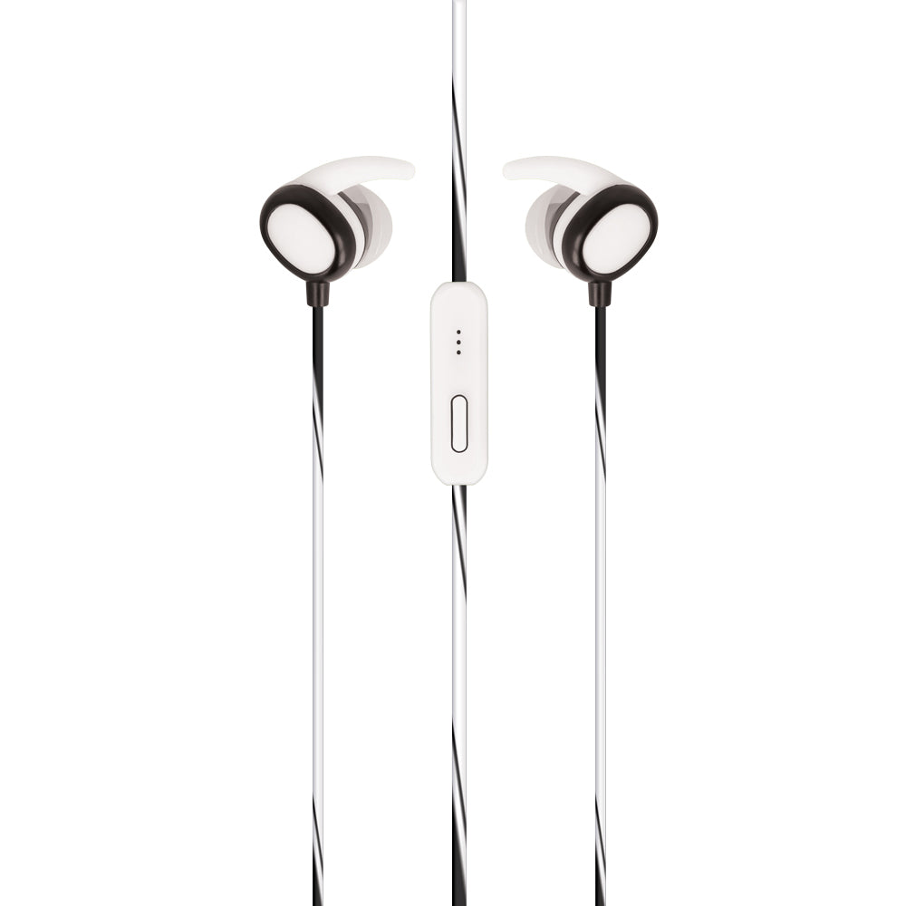 Écouteurs Setty Sport filaires blancs — micro intégré