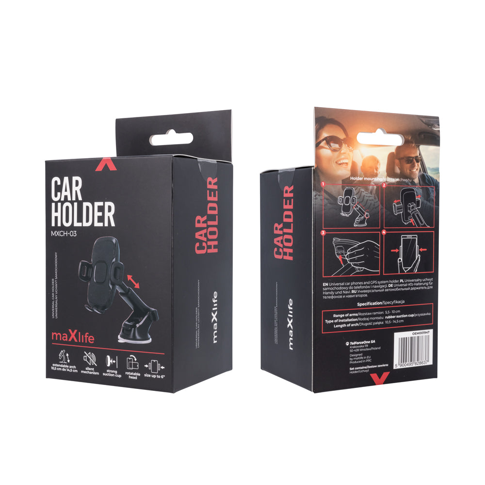 Support auto Maxlife MXCH-03 noir — pare-brise