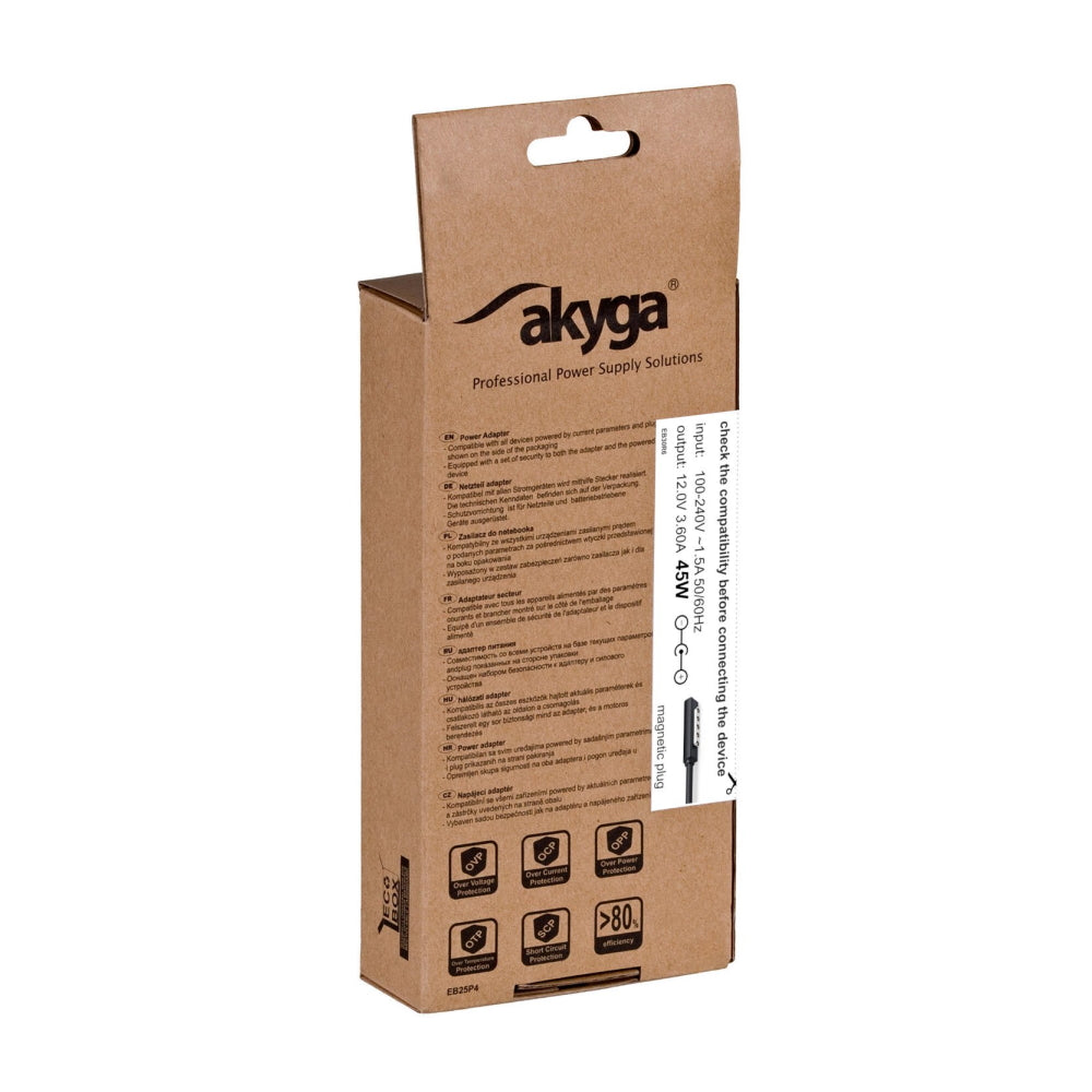 Akyga power supply AK-ND-67 12.0V / 3.60A 45W Magnetic Surface plug Surface PRO 2 1.2m