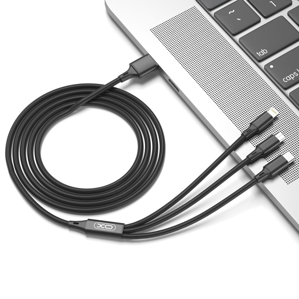 XO cable NB173 3in1 USB - Lightning + USB-C + microUSB 1,2 m 2,4A black
