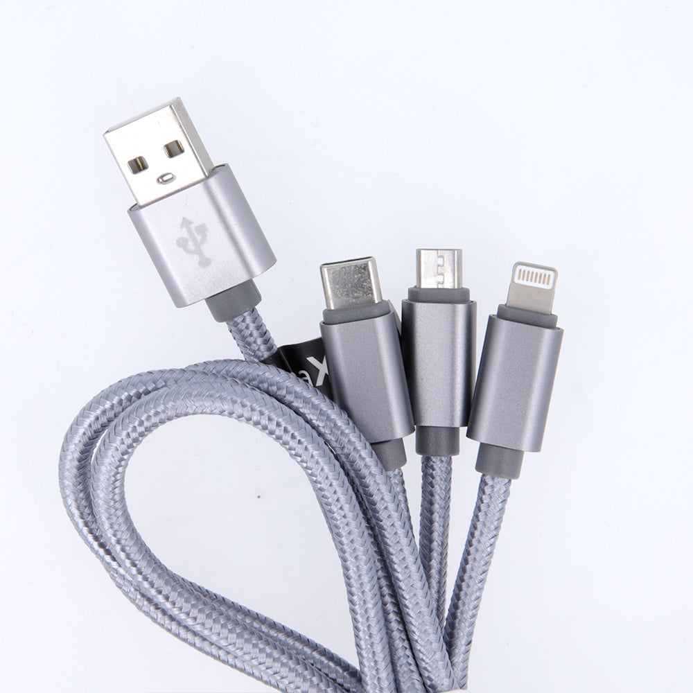 Câble 3-en-1 Maxlife USB-A — Lightning/USB-C/microUSB 1m