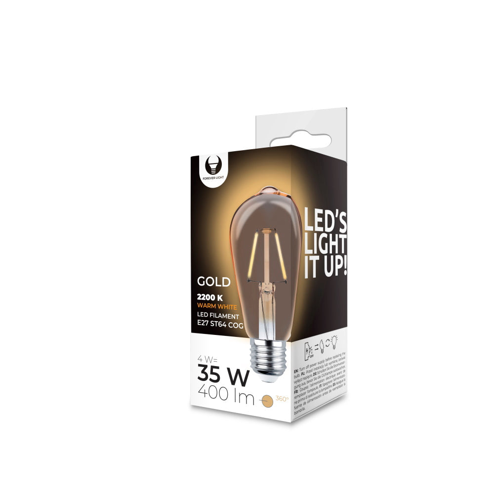 Ampoule LED Filament E27 ST64 4W 230V 2200K 400lm Forever Light