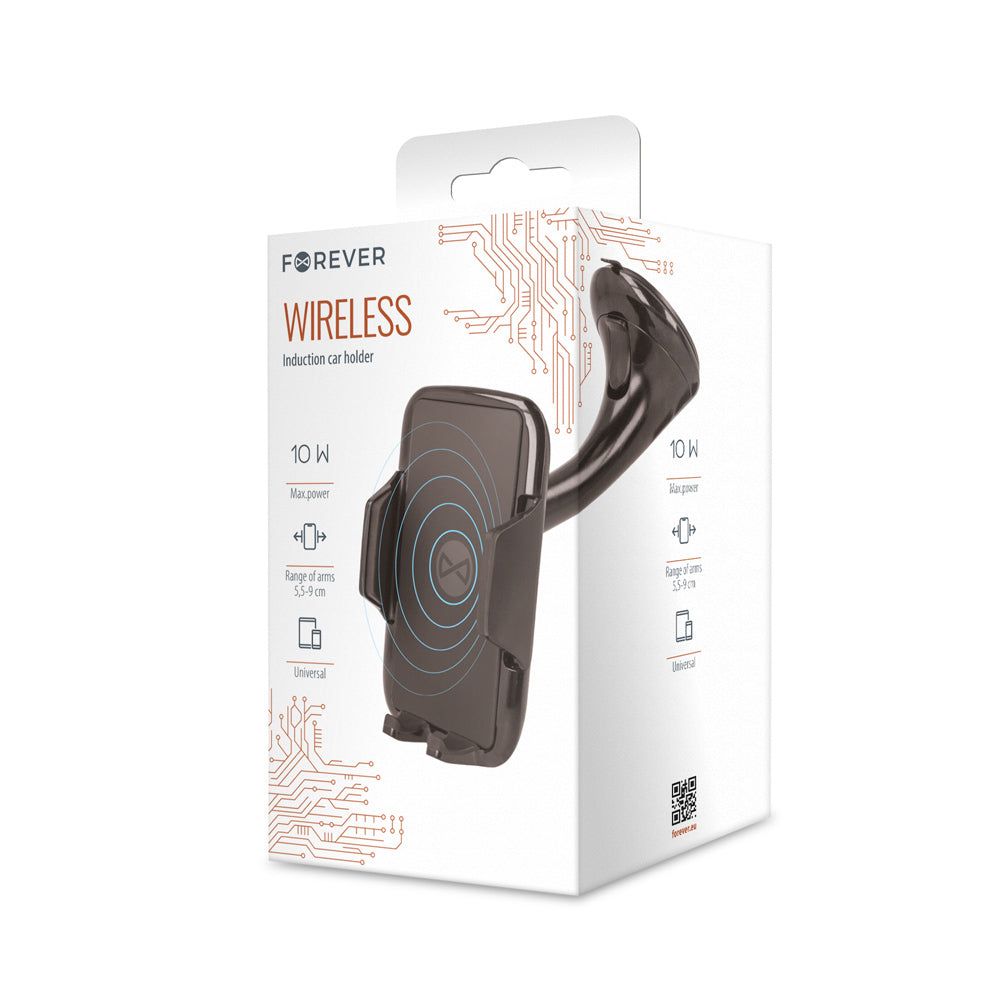 Support de voiture inductive 10W Forever U-17 noir — Charge sans fil et rotation 360°