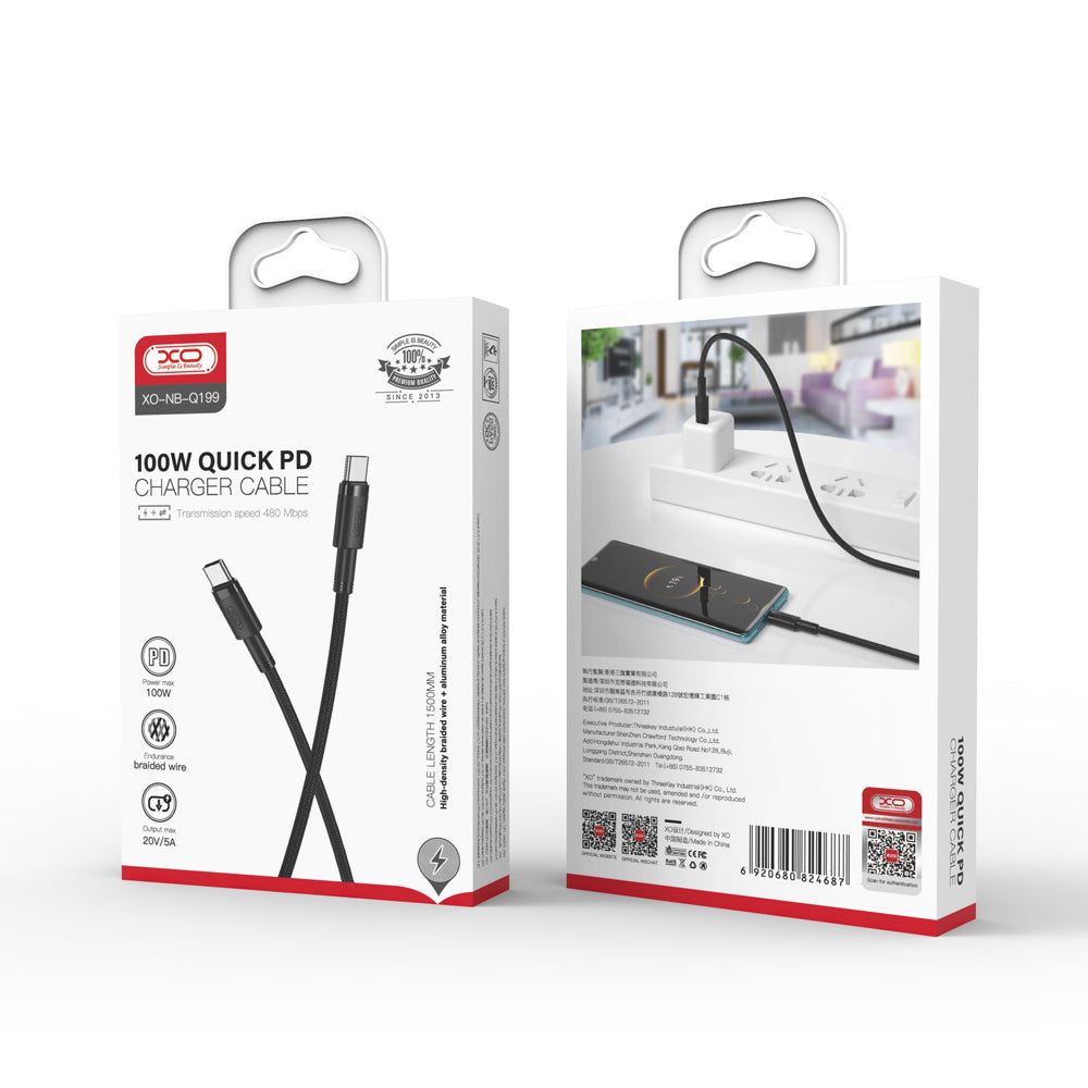 XO cable NB-Q199 PD USB-C - USB-C 1,5m 100W black