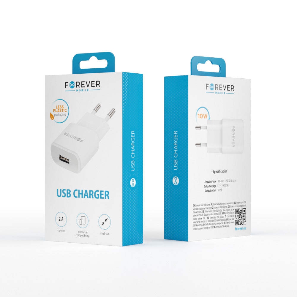 Chargeur secteur Forever TC-01 USB 2A blanc