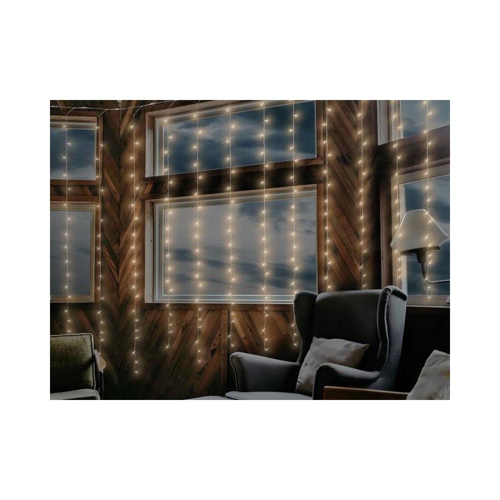 MOON Light curtain 240 LED, 2x3 m, 8 functions, 230 V, remote-controlled, warm white light