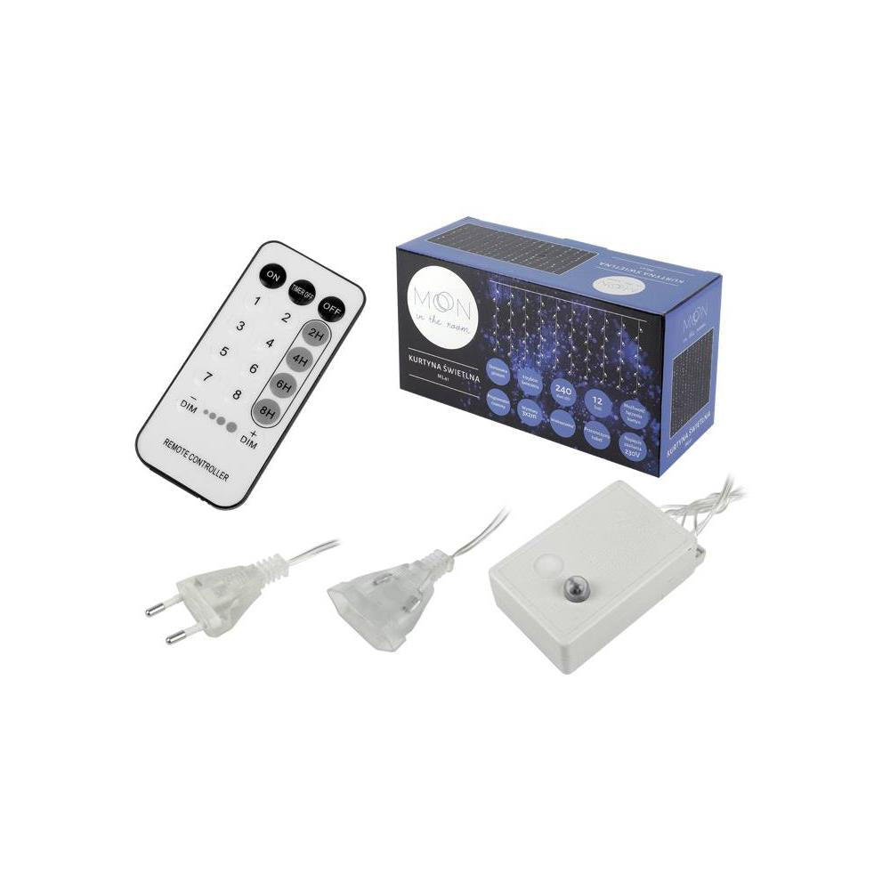 MOON Light curtain 240 LED, 2x3 m, 8 functions, 230 V, remote-controlled, warm white light