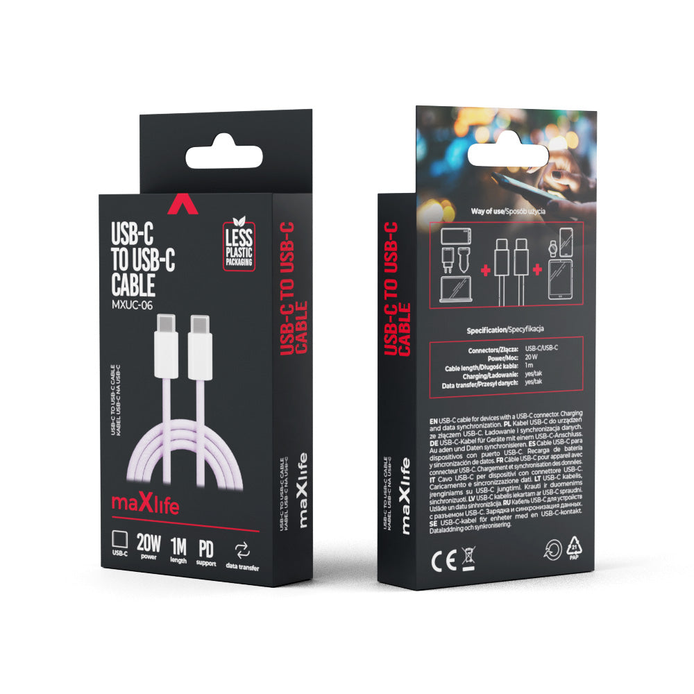 Câble USB-C Maxlife MXUC-06 — 1m 20W violet