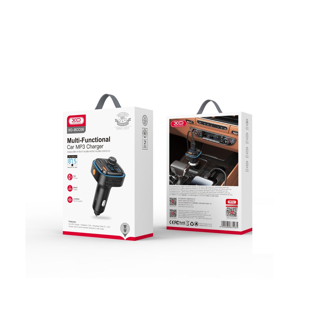 XO transmitter FM BCC08 Bluetooth MP3 car charger 3,1A black