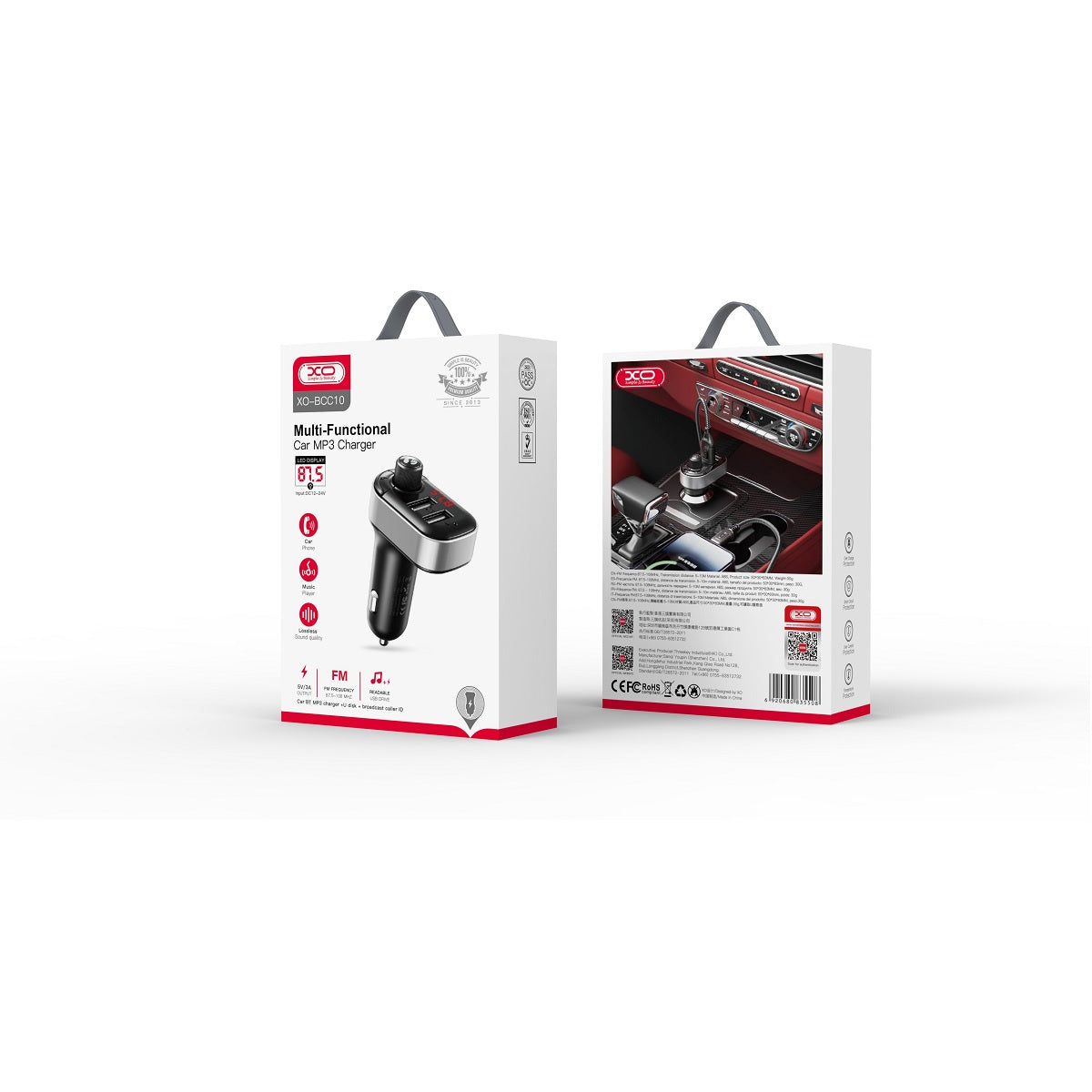XO transmitter FM BCC10 Bluetooth MP3 car charger 3,1A black