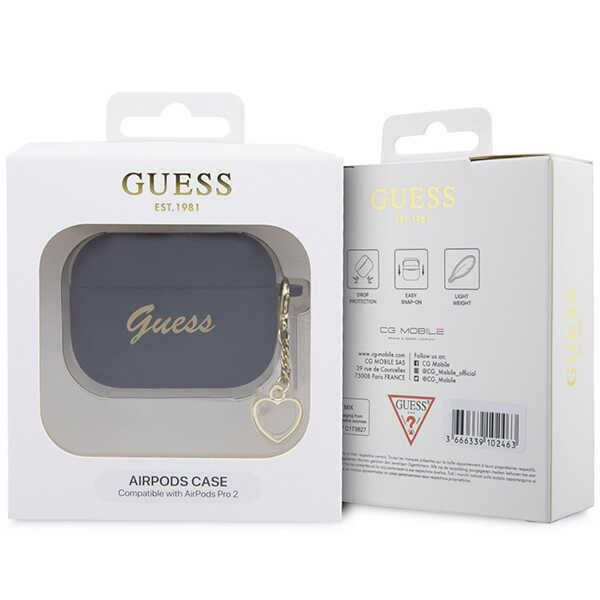 Guess case for AirPods Pro 2 GUAP2LSCHSK black Silicone Heart Charm