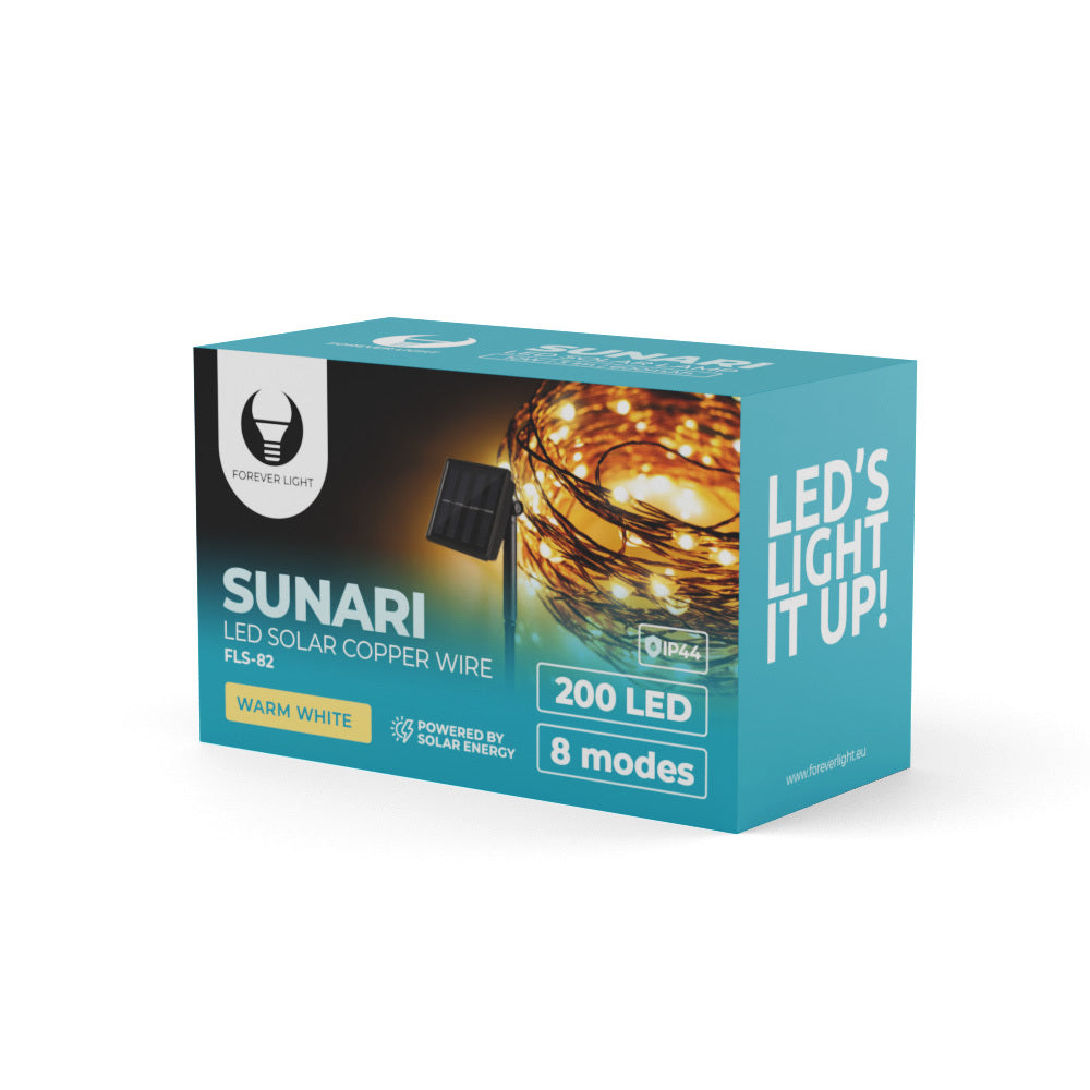Guirlande LED solaire SUNARI FLS-82 fil cuivre 22m 600mAh