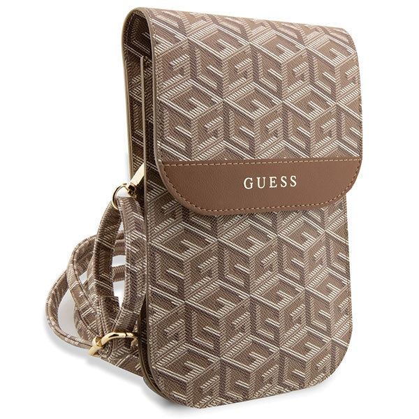 Guess bag for phone GUWBHGCFSEW brown Wallet GCube Stripe