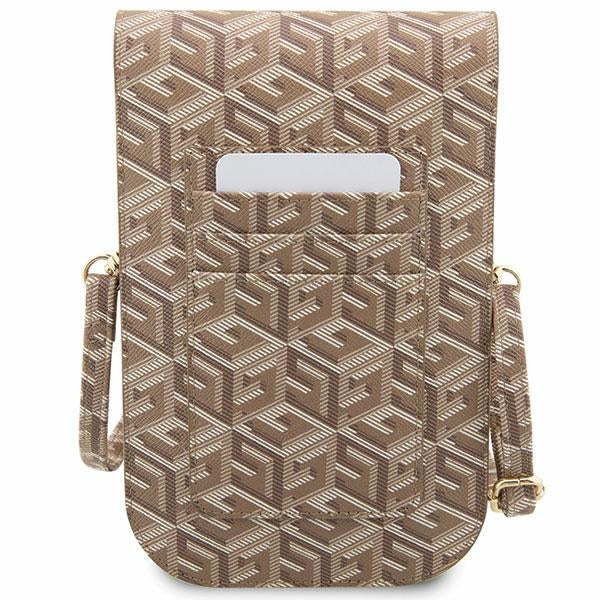 Guess bag for phone GUWBHGCFSEW brown Wallet GCube Stripe