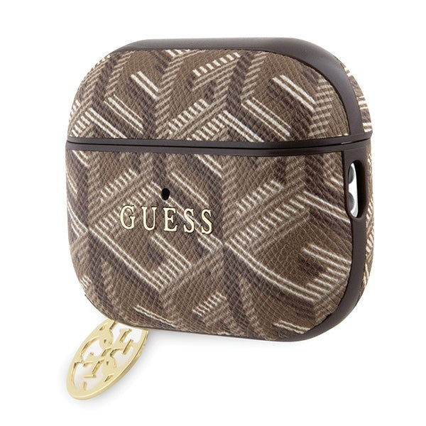 Guess case for AirPods Pro 2 GUAP2PGCE4CW brown Gcube Classic Gold Logo W/Charm
