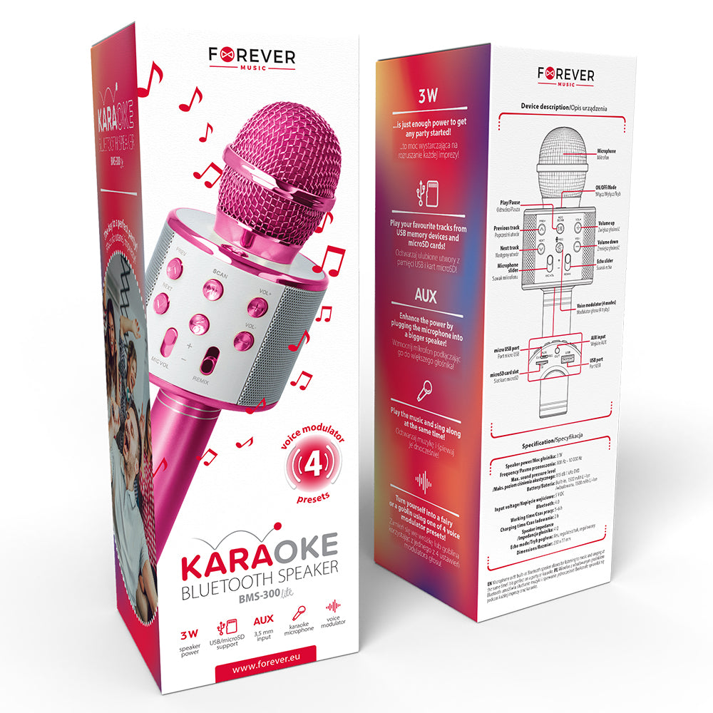 Forever Bluetooth microphone with speaker BMS-300 Lite pink