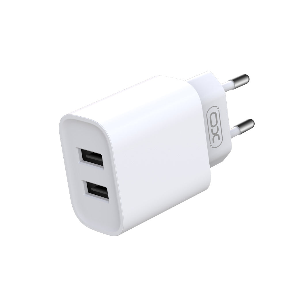 XO wall charger CE02C 2x USB 2,1A white + microUSB cable