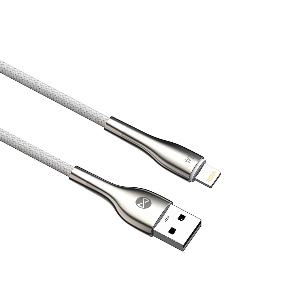 Câble USB-A vers Lightning Forever 1m 2.4A blanc — Charge et synchronisation données