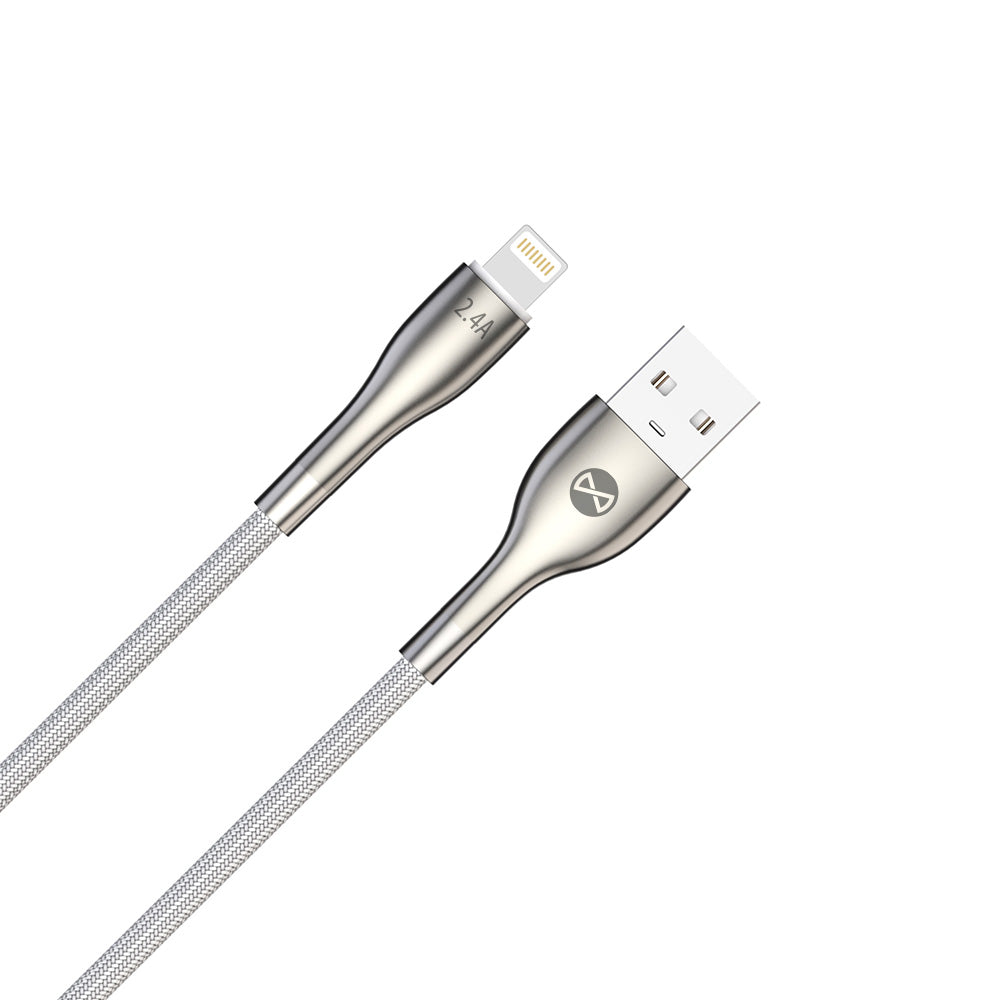 Câble USB-A vers Lightning Forever 1m 2.4A blanc — Charge et synchronisation données