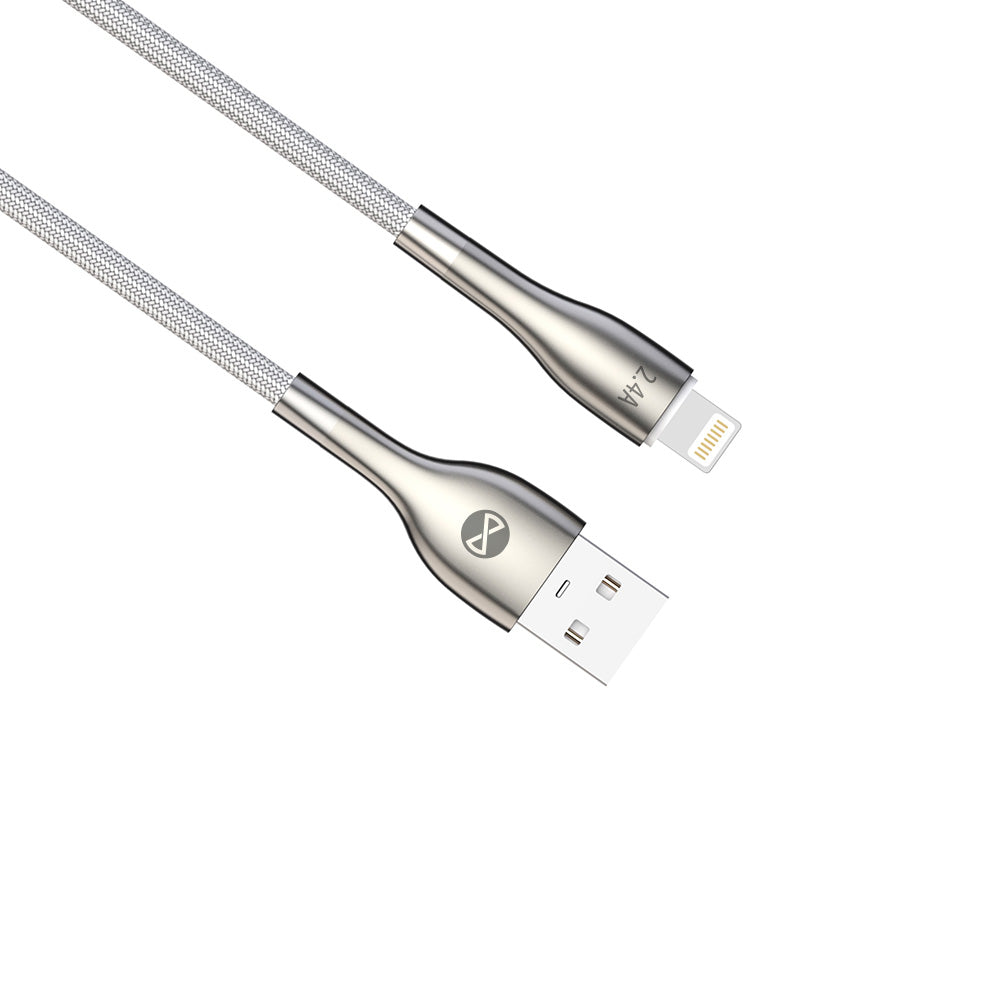 Câble USB-A vers Lightning Forever 1m 2.4A blanc — Charge et synchronisation données