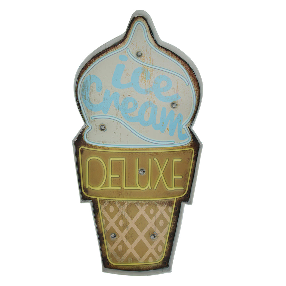 Enseigne LED Rétro Ice Cream Forever Light - Plaque Métal 3D