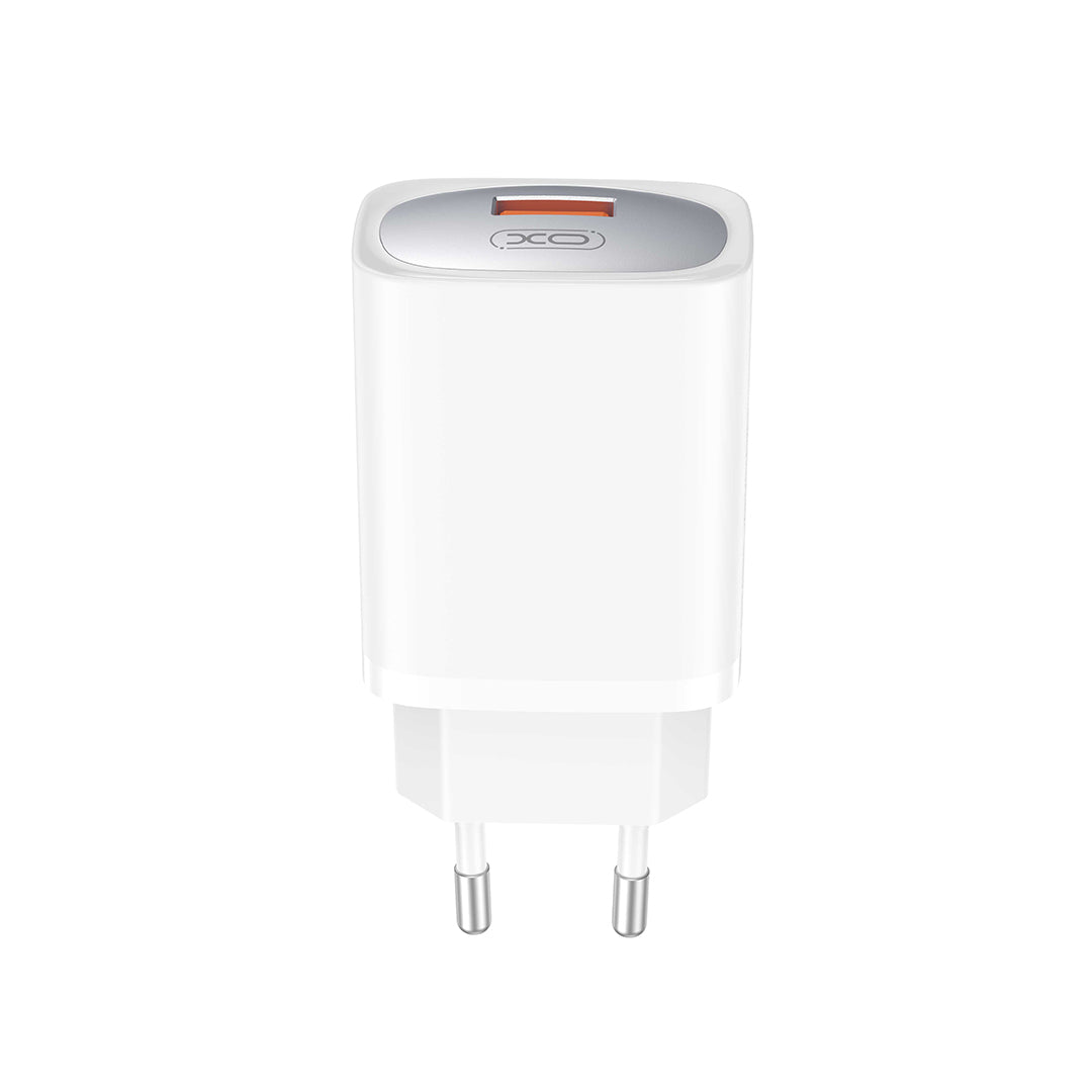 XO wall charger CE19 QC 18W 1x USB white + cable microUSB