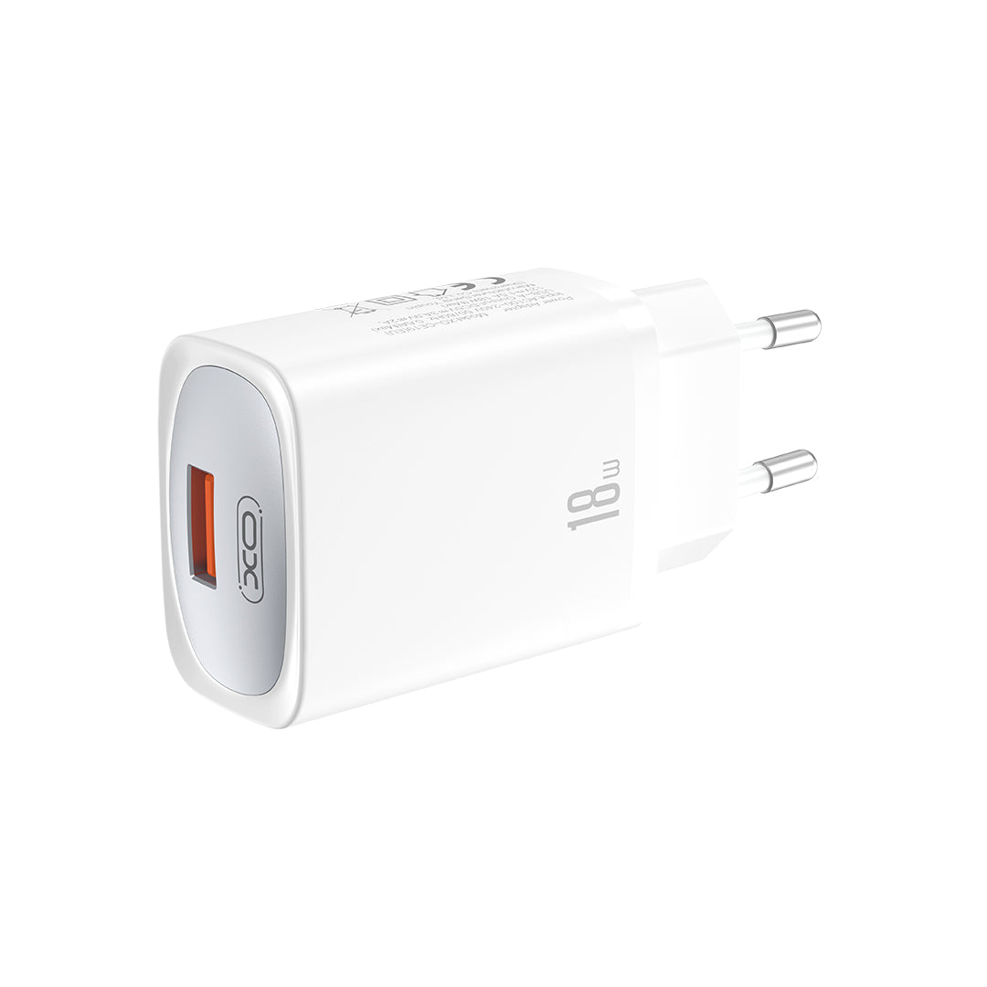 XO wall charger CE19 QC 18W 1x USB white + cable microUSB