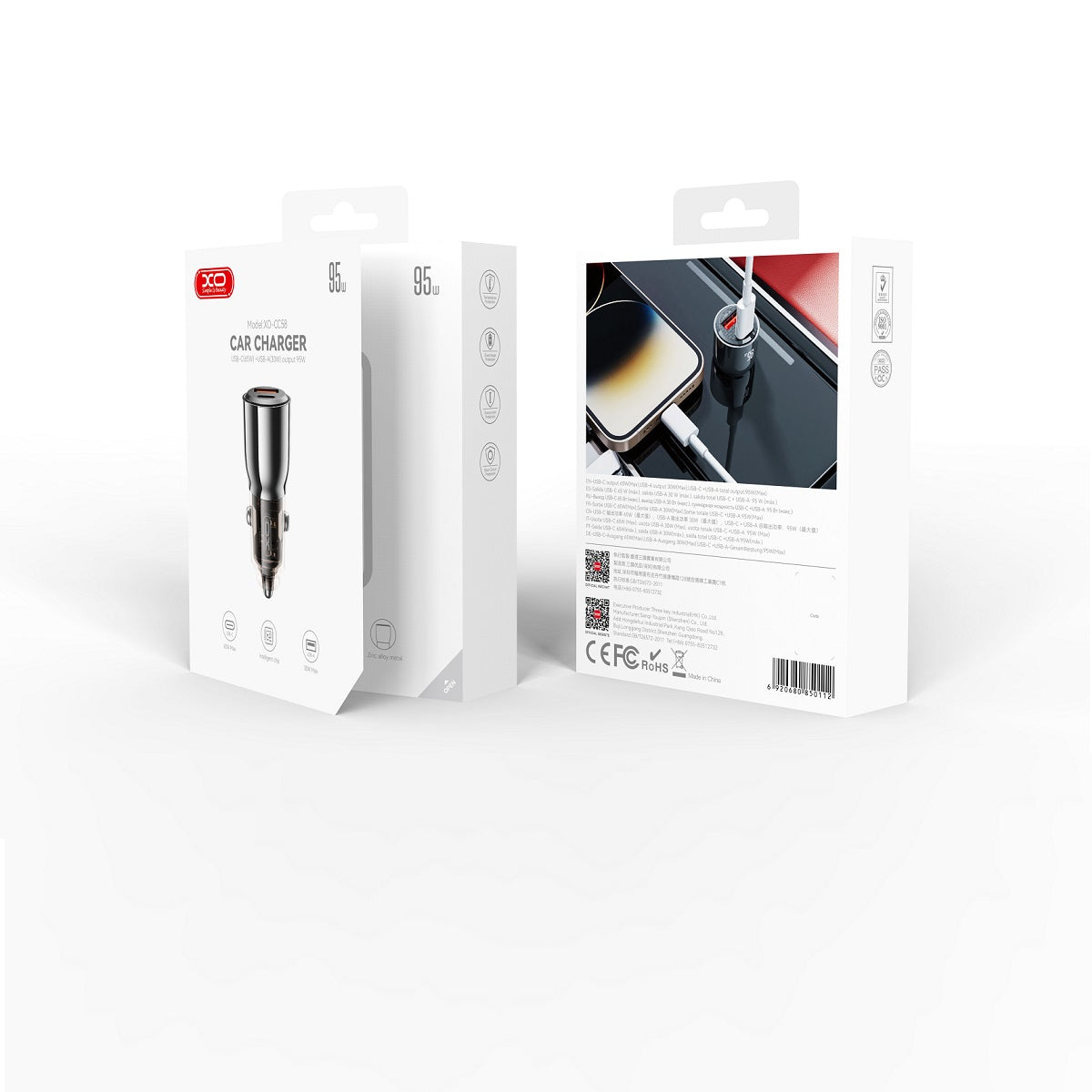 XO car charger CC58 95W 1x USB tarnish