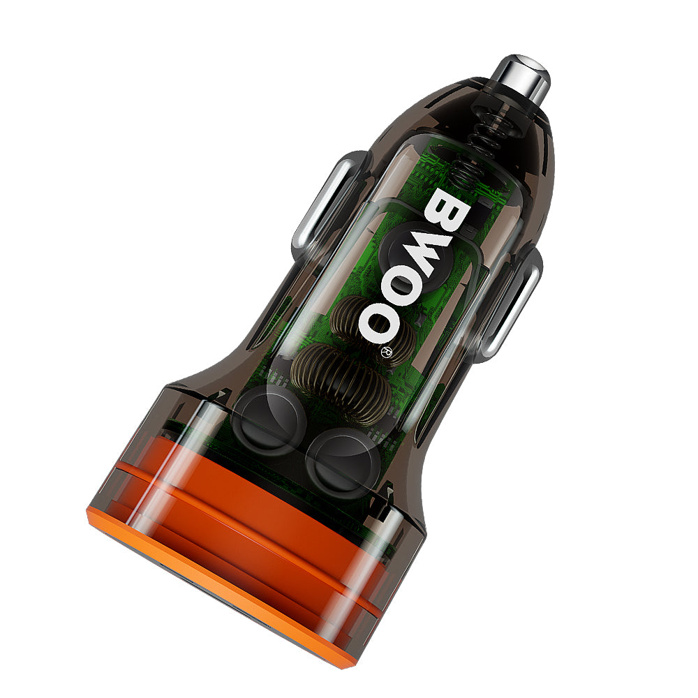 BWOO PD car charger 1x USB-C - USB-A port 38W transparent