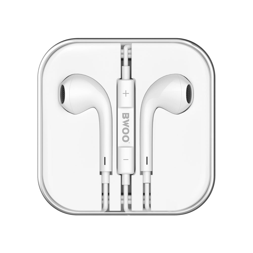 Écouteurs BWOO filaires 3,5mm blanc — Son Hi-Fi