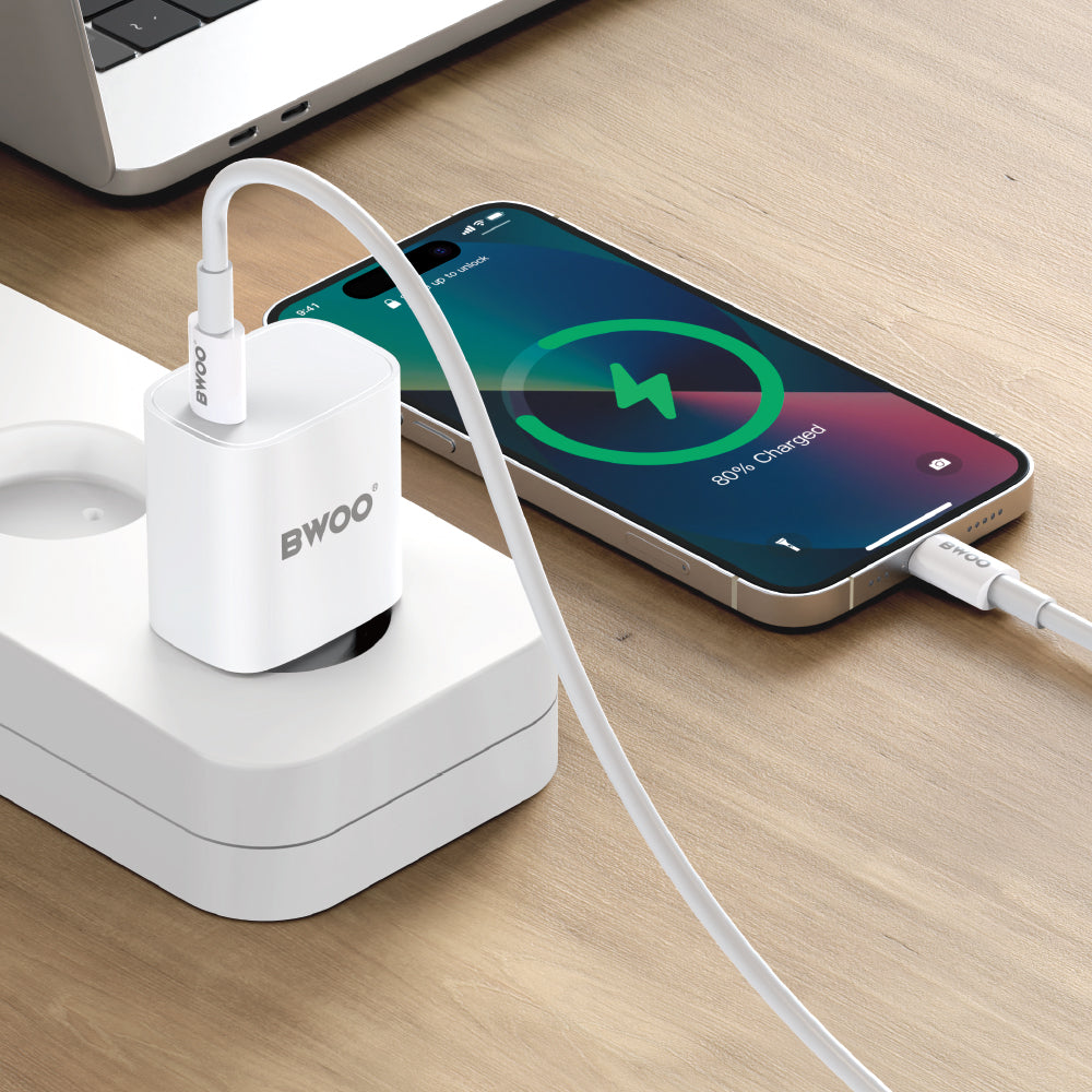 BWOO CDA159 PD wall charger 20W 1x USB-C port + USB-C white