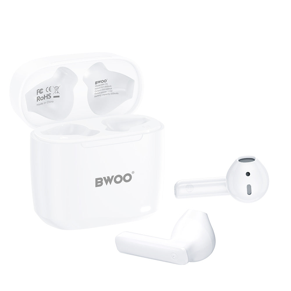 Écouteurs TWS BWOO BW94 — Bluetooth 5.3 blanc