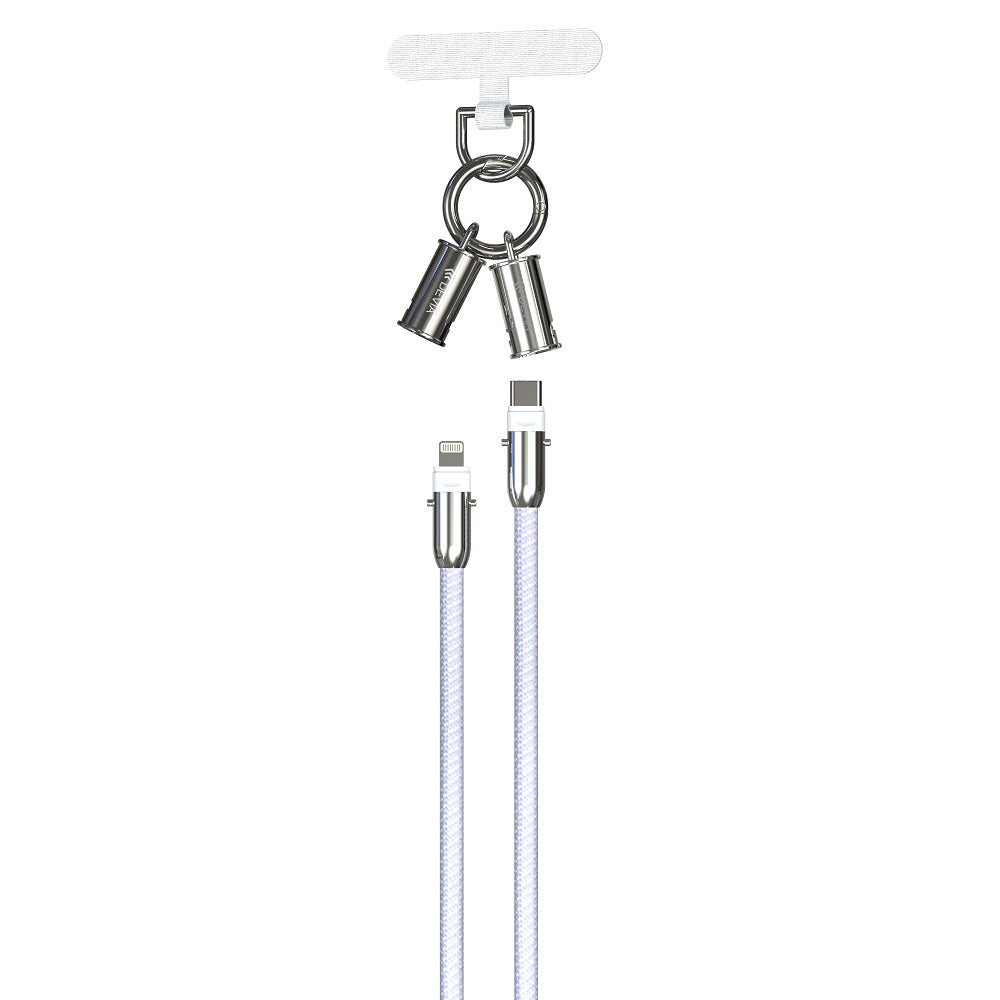 Câble Lanyard 2 en 1 Devia USB-C vers Lightning 1,2 m — 27W Violet
