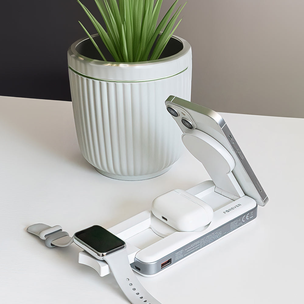 Chargeur Power Bank Forever MATB-300 10000 mAh MagSafe 3-en-1 Blanc