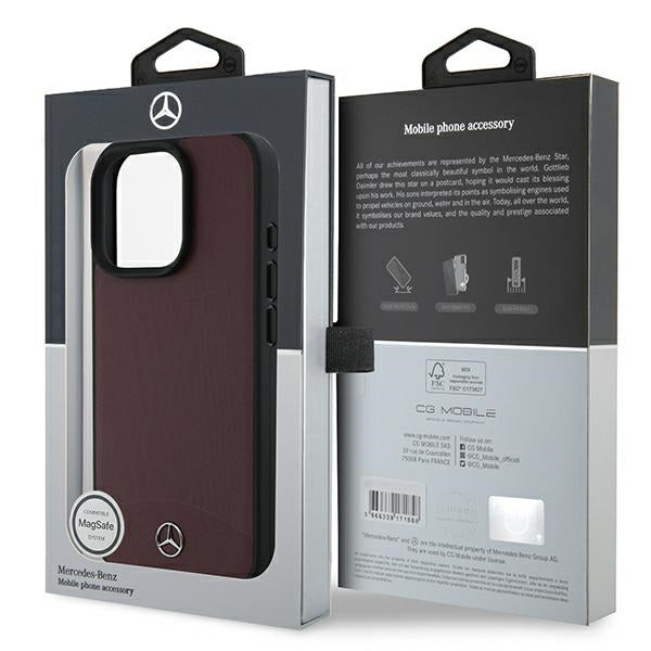 Mercedes case for iPhone 16 Pro 6,3" MEHMP16L23RBARR Hardcase Textured And Plain Leather MagSafe red