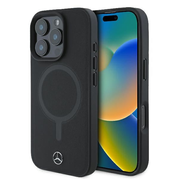 Mercedes case for iPhone 16 Pro 6,3" MEHMP16L23RCMK Hardcase Smooth Leather MagSafe black