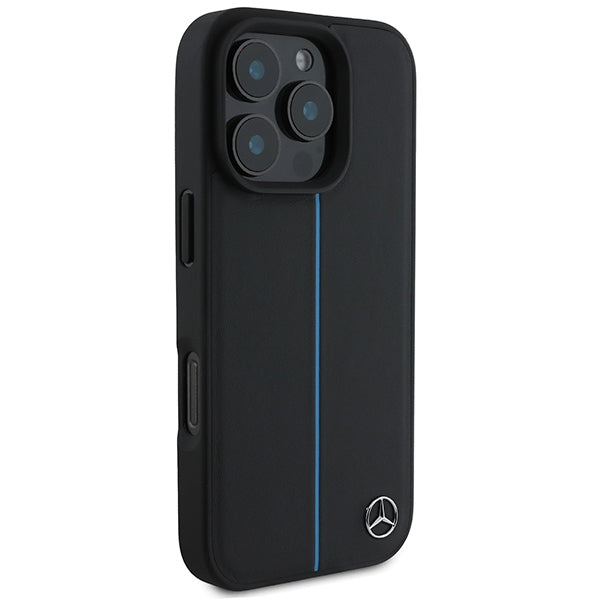 Mercedes case for iPhone 16 Pro Max 6,9" MEHMP16X23RURBK Hardcase MB Blue Line Leather MagSafe black