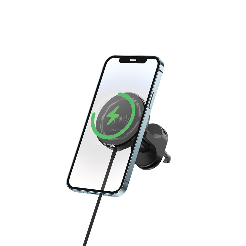 Support magnétique Forever MACH-300 pour aération avec chargement sans fil Qi2 15W — Noir