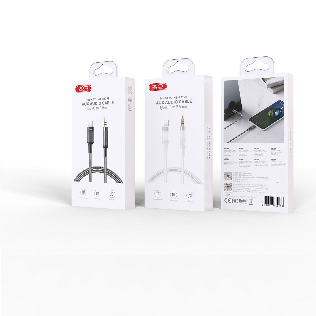 XO cable audio NB-R279B USB-C - jack 3,5mm 1,0m black