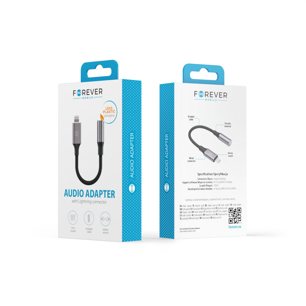 Adaptateur audio Forever AJL-01 jack 3,5 mm vers Lightning noir