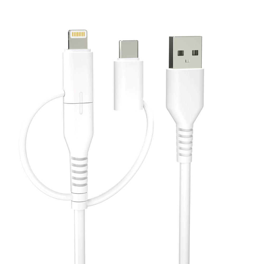 Câble 3 en 1 Forever Recycling — USB-A/USB-C/microUSB/Lightning 1,5m
