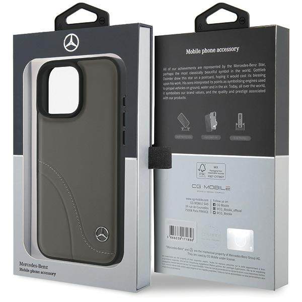 Mercedes case for iPhone 16 Pro Max 6,9" MEHCP16X23RBCSB Hardcase MB Curved Stitches Leather brown