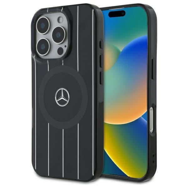 Mercedes case for iPhone 16 Pro 6,3" MEHMP16L23HRSK Hardcase MB Double Layer Crossed Lines MagSafe black