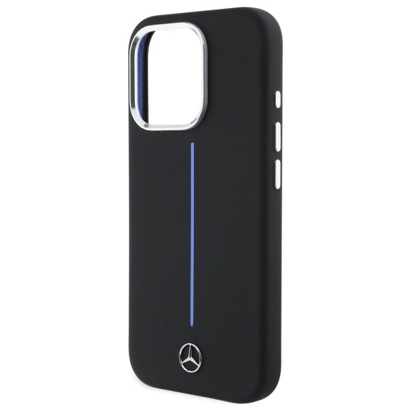 Mercedes case for iPhone 16 Pro 6,3" MEHMP16L23SUMBK Hardcase Silicone Blue Stripe MagSafe black