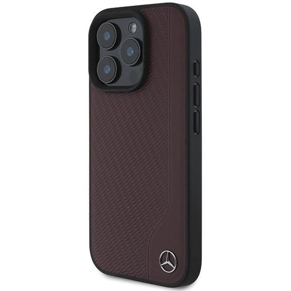 Mercedes case for iPhone 16 Pro Max 6,9" MEHMP16X23RBGVR Hardcase MB Wood Imitation Leather MagSafe red