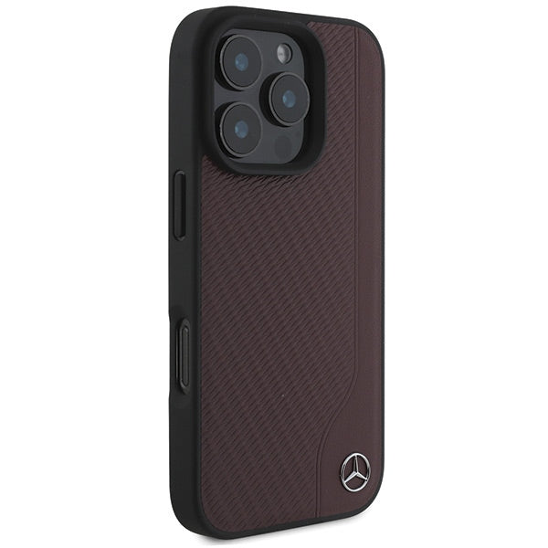 Mercedes case for iPhone 16 Pro Max 6,9" MEHMP16X23RBGVR Hardcase MB Wood Imitation Leather MagSafe red